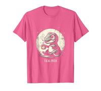 Tea-Rex - Simpatico Dinosauro T-Rex Maglietta, Uomo, Rosa mélange, L