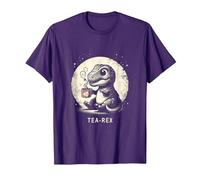 Tea-Rex - Simpatico Dinosauro T-Rex Maglietta, Uomo, Viola, L