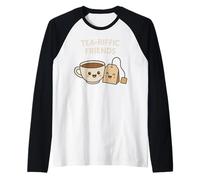 Tea-Riffic Friends - Simpatico Tea Pun Kawaii Cup & Tea Bag Maglia con Maniche Raglan