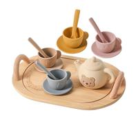 Tea Set, Silicone Teapot, Portable Cups with Scoop, Easy to Clean Motor Skills Development Pretend Play Set for Girls, Boys, Ages 3-6, Holiday, Birthday, Christmas, 7.87 Inches