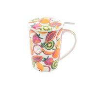 TEA SHOP - Tazza da tè con filtro e coperchio - Tazza Super Jumbo Fruit Explosion - Tazza per tè e infusi in porcellana - Tazza con infusore per tè