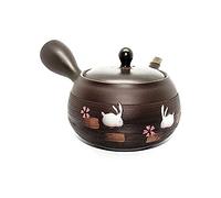 TEA SOUL Teiera Giapponese Tokoname in Ceramica Nera con Decorazione di Conigli 350ml
