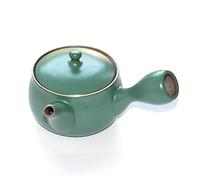 Tea Soul Teiera Kyusu tradizionale giapponese in creta verde smaltata, Filtro incorporato, Capacità 320ml
