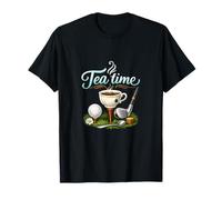Tea Time Golf Pun Design Divertente Golf Umorismo novità Maglietta