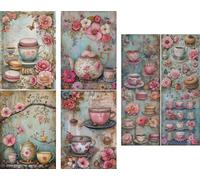 Tea Time Rice Paper, 8 x 10.5 inch - for Decoupage Scrapbooking Cards Crafts