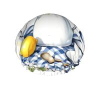 Tea Time Still Life - Cuffia da doccia impermeabile riutilizzabile per donne, copertura elastica per capelli, per bagno, spa, viaggi e uso quotidiano