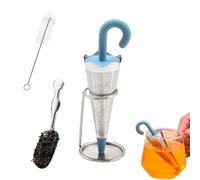 tea uovo in acciaio inox e silicone - Colino da tè con coperchio e sottobicchiere - Filtro da tè per amanti del tè con cucchiaio e spazzola per la pulizia