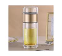 Tea Water Bottle High Borosilicate Glass Double Layer Tea Cup Golden 350ml