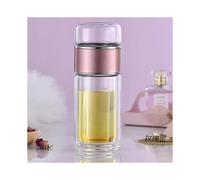 Tea Water Bottle High Borosilicate Glass Double Layer Tea Cup Rose Gold 280ml