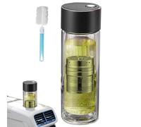 Tea Water Bottle - Infuser Drinking Bottle for Loose Leaf Brewing for Travel | Borosilicate Glass Body with Removable Stainless Steel Filter, Leak Resistant Lid Beverage Container 8.66x2.56x1.97 in