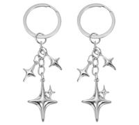 Teaaha 2 portachiavi a forma di stella Y2k, in acciaio inox, portachiavi estetico, in argento, per borsa, zaino, auto, borsa, argento, Taglia unica