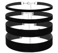 Teaaha Set di 4 collane girocollo nere da donna, in velluto nero, regolabile, gotico, classico, in velluto e pizzo, collane girocollo regolabili per donne