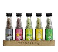 Teaballs Set da tè Big Classic con 5 pezzi Earl Grey, menta, limone, tè verde, ibisco + supporto in legno gratuito, set regalo per 150-375 tazze di tè caldo o tè freddo senza zucchero, tè istantaneo