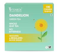 Teabox 100 bustine di tè verde biologico con tarassaco | Realizzato con 100% foglie intere e radici di tarassaco naturali | Aiuta la digestione e rafforza il sistema immunitario