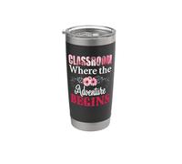 Teacher Classrom Where The Adventure Begins Teaching Bicchiere termico in acciaio inox doppia parete