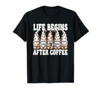 Teacher Coffee Mom Life Begins After Coffee Gnomes Graphic Maglietta
