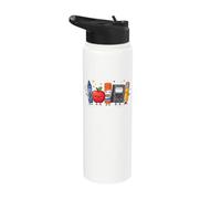 Teacher Crayon Apple Pencil Cute Back to School Stainless Steel Insulated Water Bottle