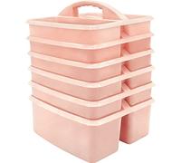 Teacher Created Resources Blush - Confezione da 6 contenitori portatili in plastica, per aule, camera dei bambini e organizzazione dell'ufficio, 3 scomparti