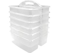 Teacher Created Resources Confezione da 6 contenitori in plastica trasparente per aule, camera dei bambini e organizzazione dell'ufficio, 3 scomparti