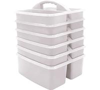 Teacher Created Resources Confezione da 6 contenitori portatili in plastica bianca per aule, camera dei bambini e organizzazione dell'ufficio, 3 scomparti