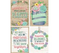 Teacher Created Resources Rustic Bloom Posters 13-3/8"""" x 19"""" Set of 4