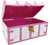 Teacher Created Resources Scrigno del tesoro rosa e bianco con serratura e chiave (TCR6055)