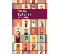 Teacher Lesson Planner 2026-2027 A5: Weekly and Monthly Class Organiser | A5 Lesson Plan, Grade and Record Book | 5 Lessons | Academic Year August 2026 - July 2027 | Cats Paws II