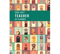 Teacher Lesson Planner 2026-2027: Weekly and Monthly Class Organiser | A4 Lesson Plan, Grade and Record Book | 7 Periods | UK Academic Year August 2026 - July 2027 | Cats Paws
