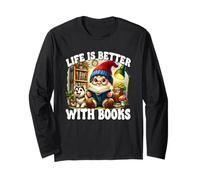 Teacher Life Is Better With Books And Dogs Reading Gnome Maglia a Manica