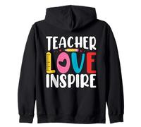 Teacher Love Inspire - Insegnante Motivazionale per Il Ritorno a Scuola Felpa con Cappuccio