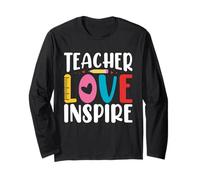 Teacher Love Inspire - Insegnante Motivazionale per Il Ritorno a Scuola Maglia a Manica