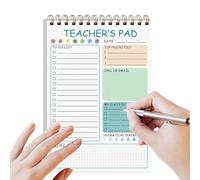 Teacher Notepad, 50-Sheet To-Do List Daily Planner with Twin Coil Binding, 5.8 X 8.3 Inch Cute Memo Pad Organizer for Classroom Tasks, Elementary School Teaching Supplies and Desk Use