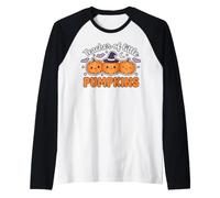 Teacher of Little Pumpkins Cute Halloween Maglia con Maniche Raglan