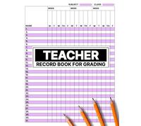 Teacher Record Book for Grading: Colorful Class Organizer with Attendance and Grade Tracking | Large Print