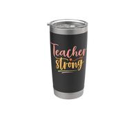 Teacher Strong Teach Vintage Funny School Teachers Bicchiere termico in acciaio inox doppia parete