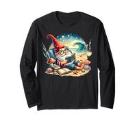 Teacher Summer Gnome Dad Reading A Book On The Beach Lover Maglia a Manica