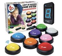 Teacher's Choice Sistema cicalino Wireless con Luce a 8 Giocatori, Visualizza Il Giocatore Vincente, Suoni Forti e Unici, Ideali per Giochi a Quiz, faida familiare, Rischio, Competizione, ortografia