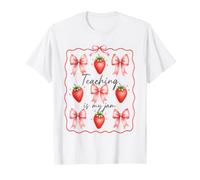 Teaching Is My Jam Coquette Bow Strawberry Back to School Maglietta