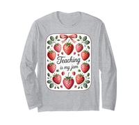 Teaching Is My Jam Strawberry Teacher Team Crew Fun Maglia a Manica