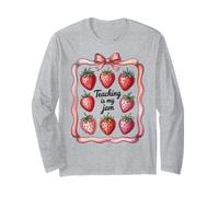 Teaching Is My Jam Strawberry Teacher Team Crew Fun Maglia a Manica