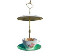 Teacup Bird Feeder, Retro Hummingbird Feeding Cup, Outdoor Bird Food Container, Garden Feeding Accessory, Birds Feeder With Decorative Design For Patio Backyard Deck Balcony Courtyard Front Yard