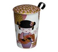 TEAEVE Teiera in porcellana Geisha rosa da 350 ml con infusore INOX e coperchio