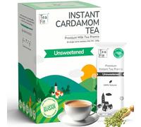 TeaFit Premium Unsweetened Cardamom Instant Tea Premix - 10 Single Serve Sachets | Ready to Drink Instant Milk Tea Premix | Home Like Elaichi Chai | No Added Artificial Sugar