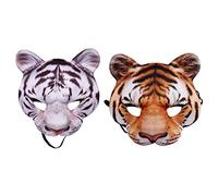 Teahutty 2 maschere per Halloween Tigre Mezza Viso, Halloween Maschere per feste in maschera, Cosplay Animali, Look Realistico Maschera per il viso per Cosplay Party Festival Club
