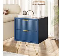 Teahutty Set di 2 comodini con cassetti, tavolino moderno con manici in metallo, comodino con piedini in metallo, divano con gambe, cassettiera (blu scuro, 40 x 35,5 x 50)