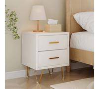 Teahutty Set di 2 comodini con cassetti, tavolino moderno con manici in metallo, comodino con piedini in metallo, divano con gambe, cassettiera (beige, 41 x 35,5 x 51 cm)