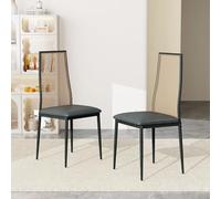Teahutty Set di 2 sedie da pranzo in rattan, sedie da pranzo in legno con schienale in canna e seduta imbottita, sedie moderne di metà secolo per cucina, soggiorno, camera da letto (nero)