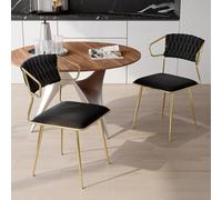 Teahutty Set di 2 sedie da pranzo, poltrone ergonomiche da cucina schiena a schiena, sedie per soggiorno, con gambe in velluto e metallo, per soggiorno, ufficio, sala da pranzo