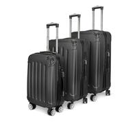 Teahutty Set di 3 valigie da viaggio, valigie rigide leggere in ABS con serratura TSA, 4 ruote girevoli silenziose e maniglia resistente, set di valigie da cabina per viaggi, Nero , Affari