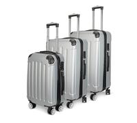 Teahutty Set di 3 valigie da viaggio, valigie rigide leggere in ABS con serratura TSA, 4 ruote girevoli silenziose e maniglia resistente, set di valigie da cabina per viaggi, grigio, Affari